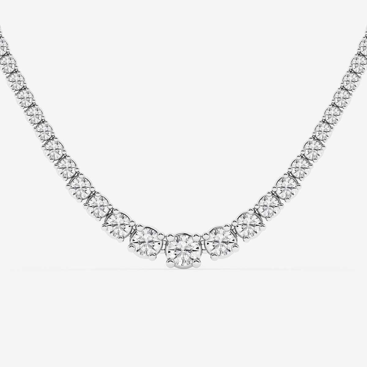 Additional Image 1 for  10 ctw Round Lab Grown Diamond Four Prong Graduated Tennis Necklace